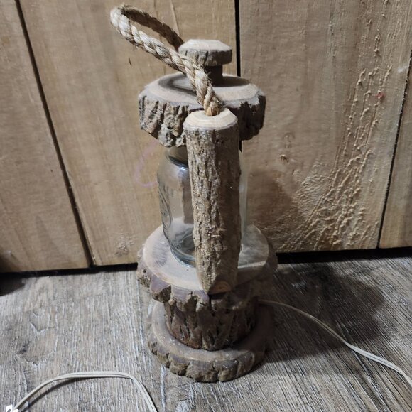 rustic wooden with glass mason jar lantern - Picture 6 of 14